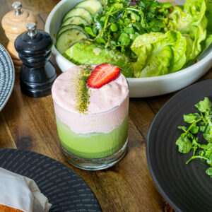 Creamy Strawberry Matcha (Oat Milk)